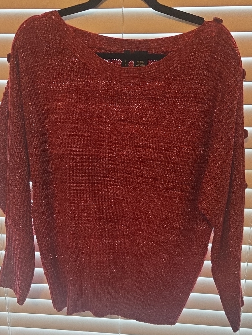 new directions Metallic Red Crewneck Sweater
